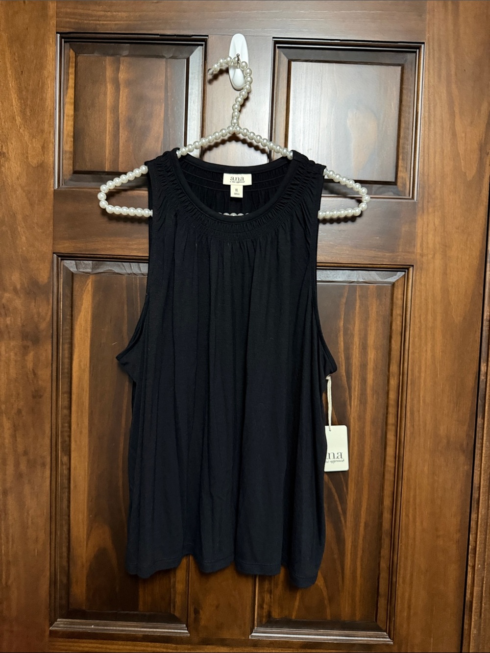 a.n.a Black Sleeveless Gathered Yoke Tank